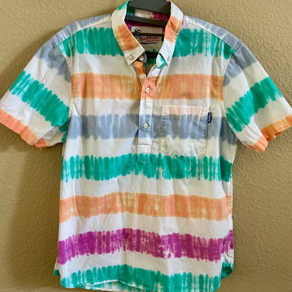 Chubbies Casual Button Down Shirt with Vibrant Colored Stripes